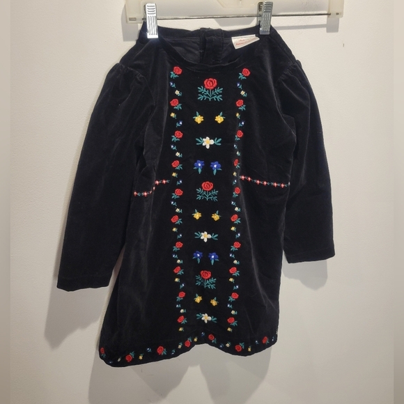 Hanna andersson size 5yr sno happy velveteen embroidered dress